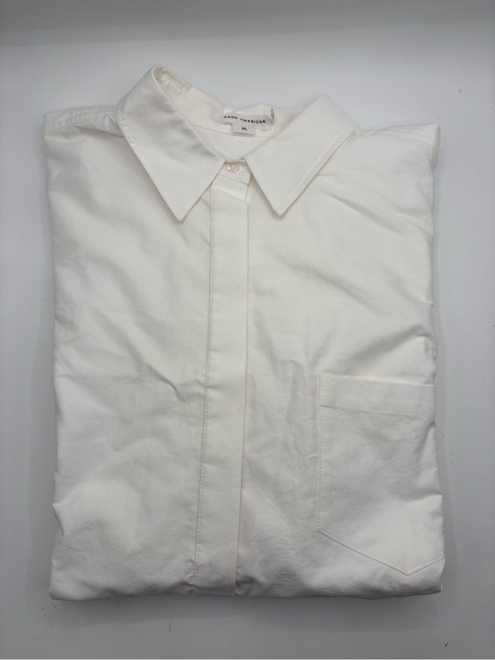 NWT Good American Women’s White Button Down Shirt 100% Cotton